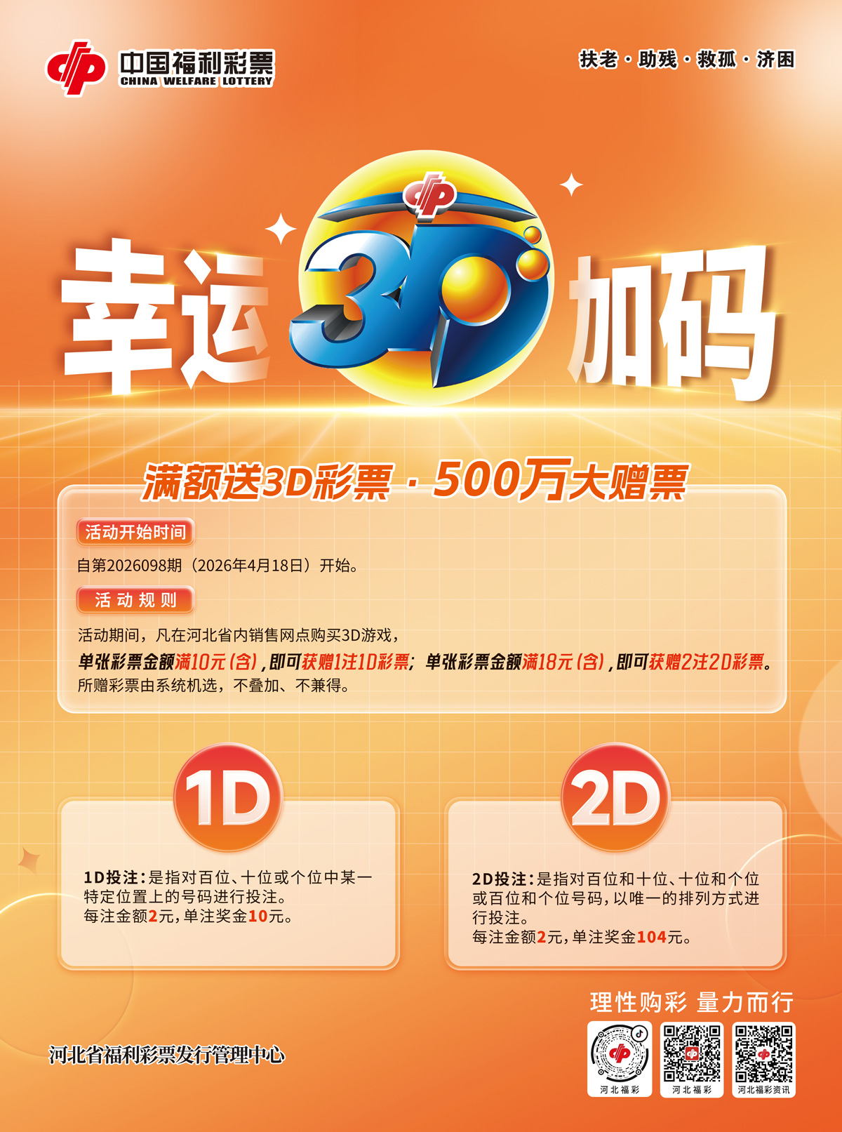 河北福彩3D游戏“3D幸运加码”促销活动
